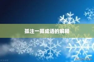 孤注一掷成语的解释