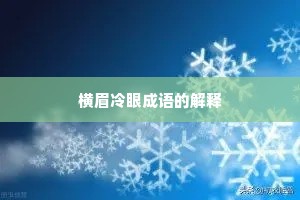 横眉冷眼成语的解释