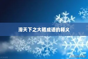 滑天下之大稽成语的释义