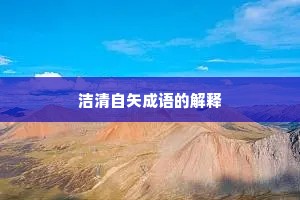洁清自矢成语的解释