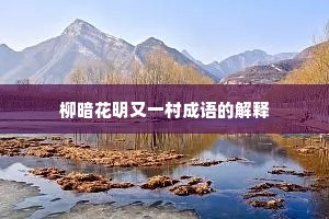 柳暗花明又一村成语的解释