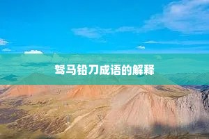 驽马铅刀成语的解释