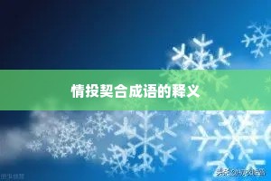 情投契合成语的释义