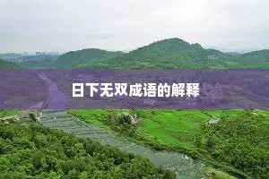 日下无双成语的解释