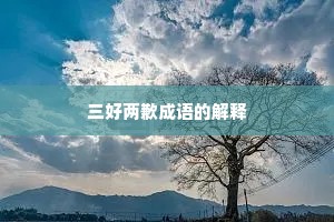 三好两歉成语的解释