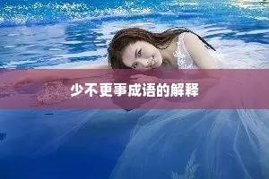 少不更事成语的解释