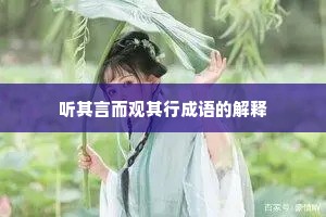 听其言而观其行成语的解释
