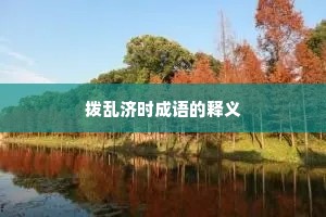 拨乱济时成语的释义