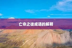 亡命之徒成语的解释