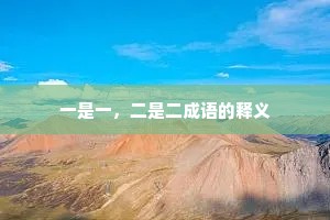 一是一,二是二成语的释义 一是一,二是二成语的释义