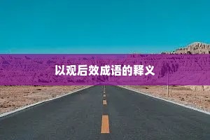 以观后效成语的释义