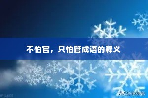 不怕官，只怕管成语的释义