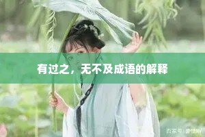 有过之,无不及成语的解释 有过之,无不及成语的解释