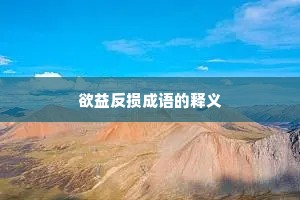 欲益反损成语的释义 欲益反损成语的释义