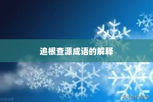 追根查源成语的解释