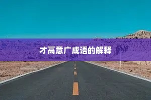 才高意广成语的解释
