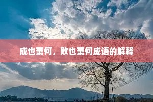 成也萧何，败也萧何成语的解释
