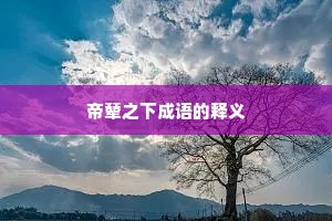 帝辇之下成语的释义
