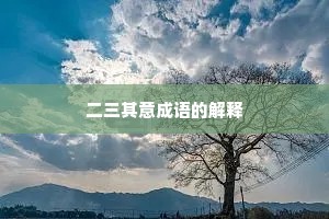 二三其意成语的解释