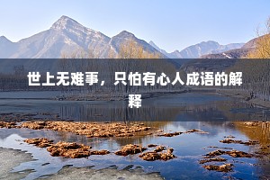 世上无难事，只怕有心人成语的解释