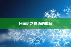 分而治之成语的解释